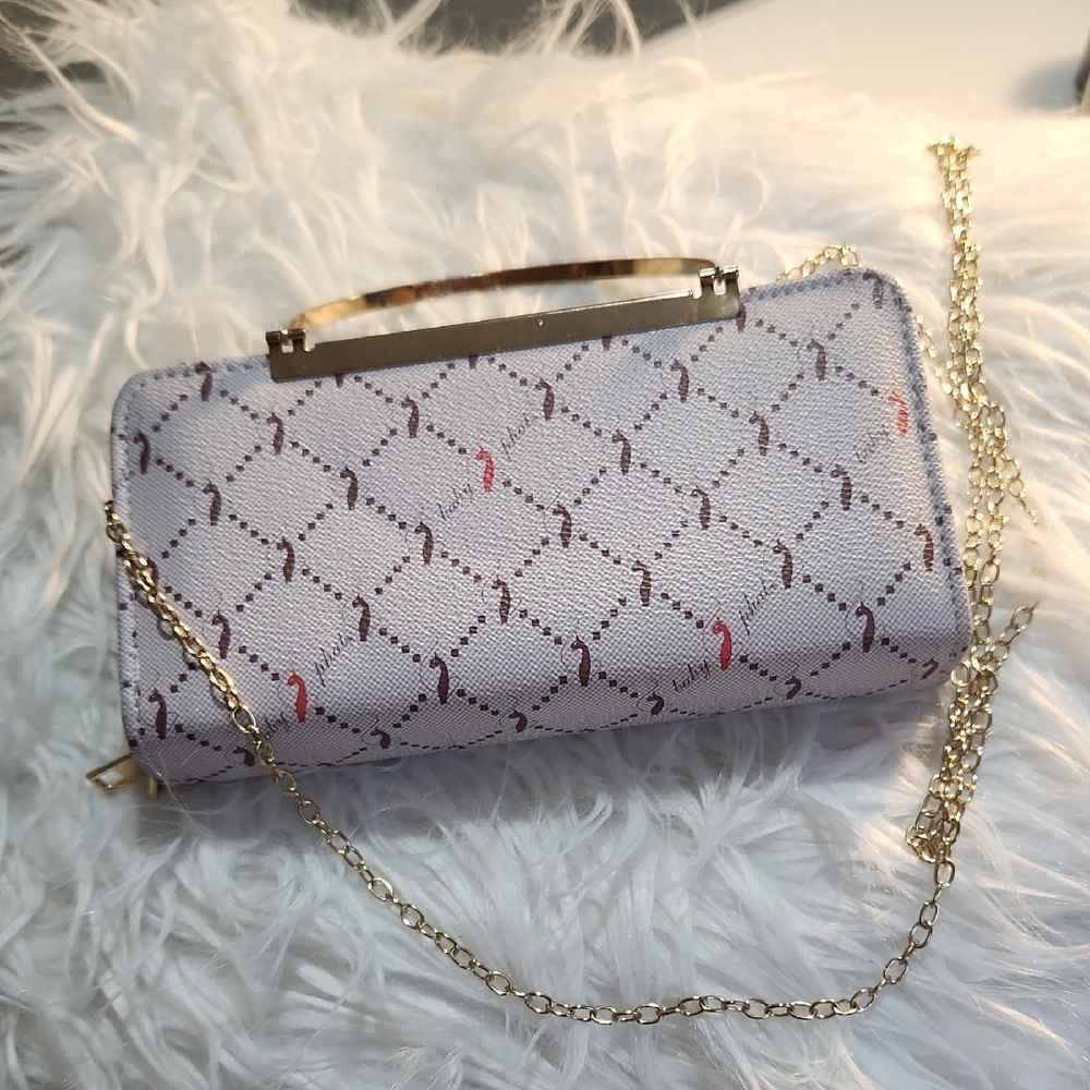 Baby Phat Gold and Gray Patterned Clutch